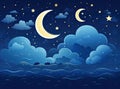 backgrounds night sky with stars and moon and clouds. Elements of this image furnished by NASA Created with Generative