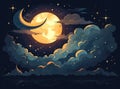 backgrounds night sky with stars and moon and clouds. Elements of this image furnished by NASA Created with Generative