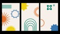 backgrounds poster groovy retro design elements, Naive playful abstract shapes sticker pack, Trendy