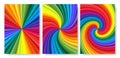 Backgrounds set of vivid rainbow colored swirl twisting towards center. Paper A4 size Vector illustration Royalty Free Stock Photo