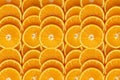 Backgrounds and textured of orange fruits line up in full frame