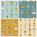 Backgrounds with Vintage Telephones and Lamps Royalty Free Stock Photo