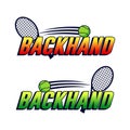 Backhand in tennis sport with racket and ball vector design