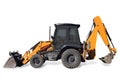 Backhoe excavator isolated construction equipment digger shovel on white background Royalty Free Stock Photo