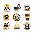 Backhoe and excavator logo design set vector Illustrations Royalty Free Stock Photo