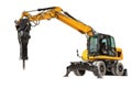 Backhoe loader or bulldozer - excavator with clipping path isolated Royalty Free Stock Photo