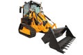 Backhoe loader or bulldozer - excavator with clipping path isolated Royalty Free Stock Photo