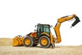 Backhoe loader or bulldozer - excavator with clipping path isolated Royalty Free Stock Photo