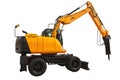 Backhoe loader or bulldozer - excavator isolated with clipping path Royalty Free Stock Photo