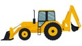 Backhoe loader. Construction machinery. Special equipment. Vector illustration. Royalty Free Stock Photo