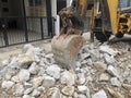 Backhoe Loader Digger at Road Works Construction
