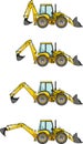 Backhoe loaders. Heavy construction machines