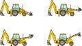 Backhoe loaders. Heavy construction machines. Vector illustration