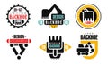 Backhoe Logo Design Collection, Construction Equipment Retro Badges Vector Illustration on White Background Royalty Free Stock Photo