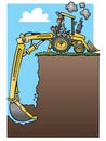 Backhoe tractor digging a deep hole