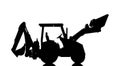Backhoe tractor silhouette, isolated on white background Royalty Free Stock Photo