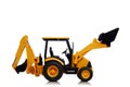 Backhoe tractor toy on white