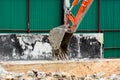 Backhoe working in construction site.