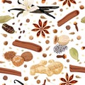 Backing spices seamless pattern set