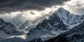 Backlight on the peaks of the Alps, black and white Royalty Free Stock Photo