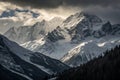 Backlight on the peaks of the Alps, black and white Royalty Free Stock Photo