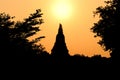 Backlight picture sunrise pagoda At wat chaiwatthanaram The old temple of Ayutthaya period