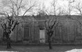 Backlight shot of an old brick house of Italian immigrants in the rural agricultural areas of Argentina Royalty Free Stock Photo