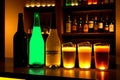 backlighted bottles club bar background Royalty Free Stock Photo