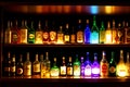 backlighted bottles club bar background Royalty Free Stock Photo