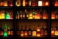 backlighted bottles club bar background Royalty Free Stock Photo