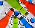 Backlighted colorful bottles