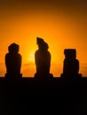 Moai in the Ahu Tahai during the sunset, Easter Island, Chile, South America Royalty Free Stock Photo