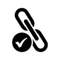 Backlink, checker icon. Black vector graphics Royalty Free Stock Photo