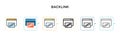 Backlink vector icon in 6 different modern styles. Black, two colored backlink icons designed in filled, outline, line and stroke Royalty Free Stock Photo
