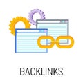 Backlinks icon. SEO optimization. Flat vector illustration