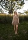Backlit Blond in Sun Dress Royalty Free Stock Photo