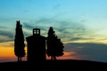 Backlit chapel in Tuscany