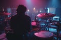 Silhouette of a Drummer Performing on Stage Royalty Free Stock Photo