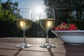 Backlit glasses with sparkling wine Royalty Free Stock Photo