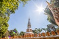 Backlit image, sunrise, pagoda, Thai temple, Buddhist religion, bright sky