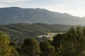 Backlit landscape of the Fuente Roja de Alcoy Natural Park from the Sierra de Mariola