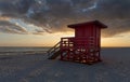 Backlit Lifeguard Tower at Sunset Royalty Free Stock Photo