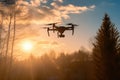 backlit photography of a drone against sunlight