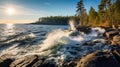 Backlit Photography Of Water Crashing On Lake Superior