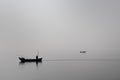 Traditional fishing boats during toil