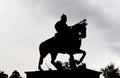 backlit shot of indian warrior maharana pratap statue at day from unique perspective Royalty Free Stock Photo