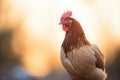 backlit silhouette of a hen at sunrise