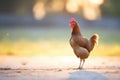 backlit silhouette of a hen at sunrise