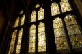 backlit stained glass in castle windows