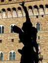 backlit of statue of Ratto delle Sabine in Florence, Italy Royalty Free Stock Photo